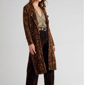 Free people long animal print cardigan M/L